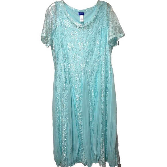 Signature Collection Vicki Wayne Women’s Lace Layered Midi Dress size 20W Fairy - Picture 1 of 14